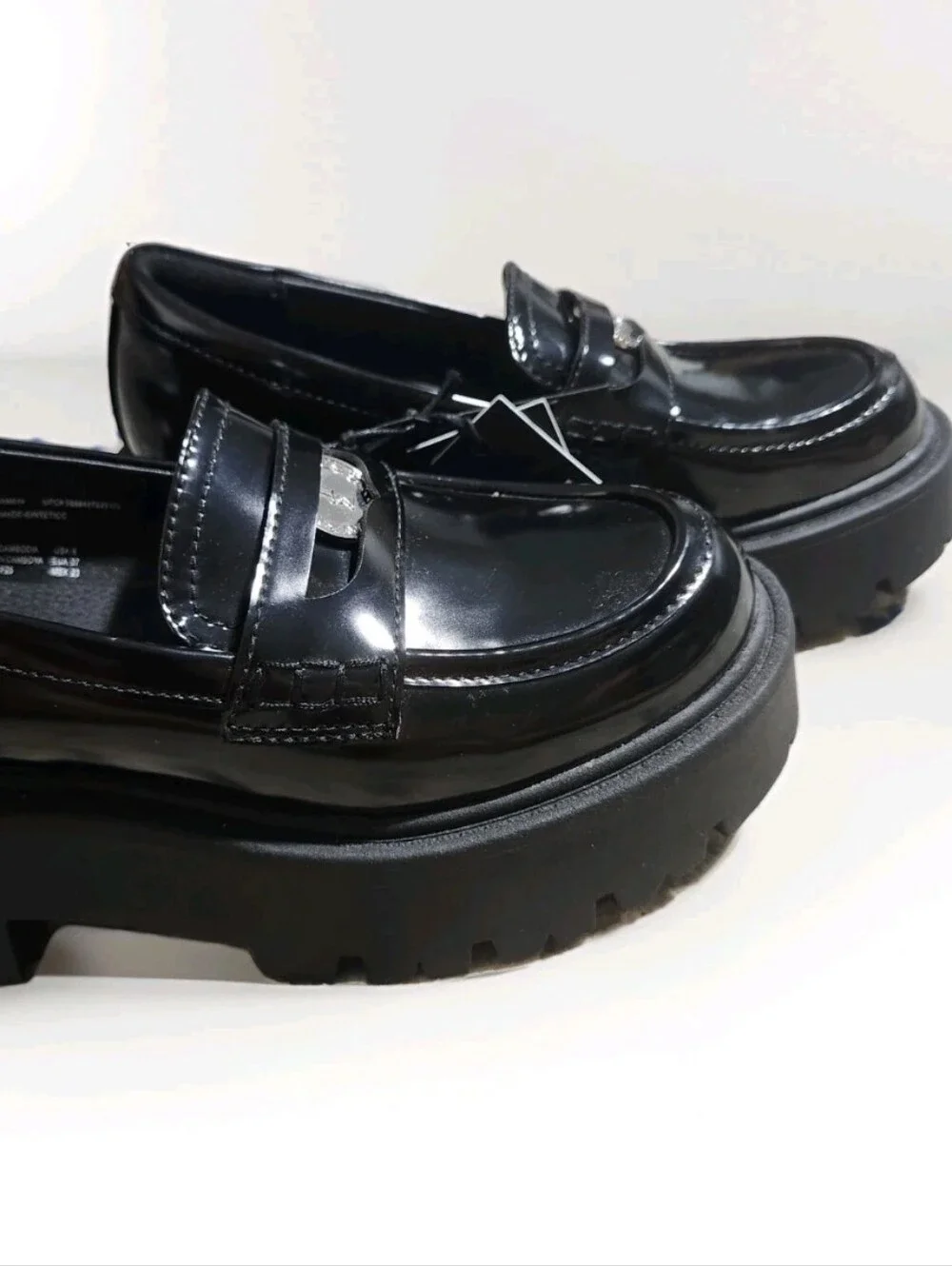 Madden NYC Platform Lug Penny Loafers Womens 6 Black Slip On Shoes Punk Grunge